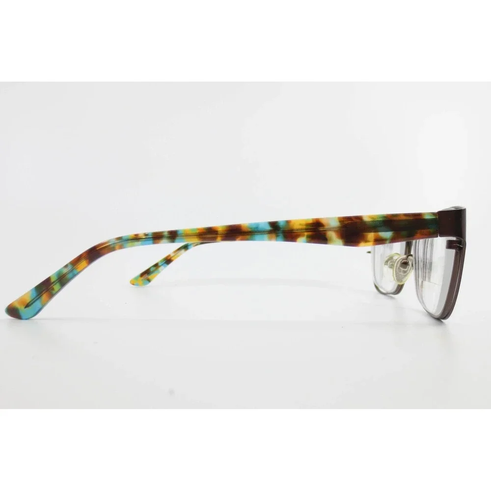 Womens Brown Metal Rectangular Eyeglasses Multi Color Tortoise WM5104 BR